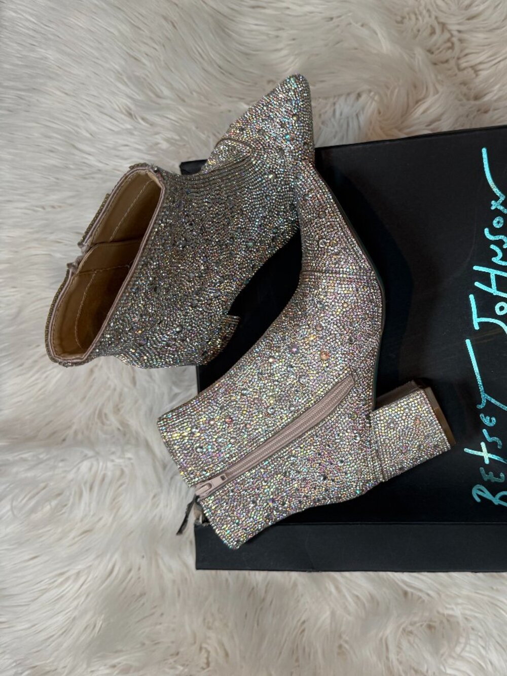 Betsy Johnson SB-Kyla Rhinestone Booties ~ Size 6 - Picture 3 of 8